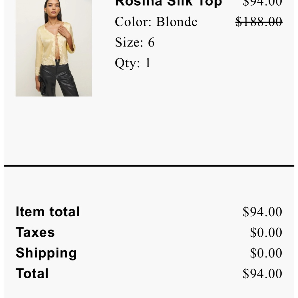 Reformation Silk Blouse - Blonde